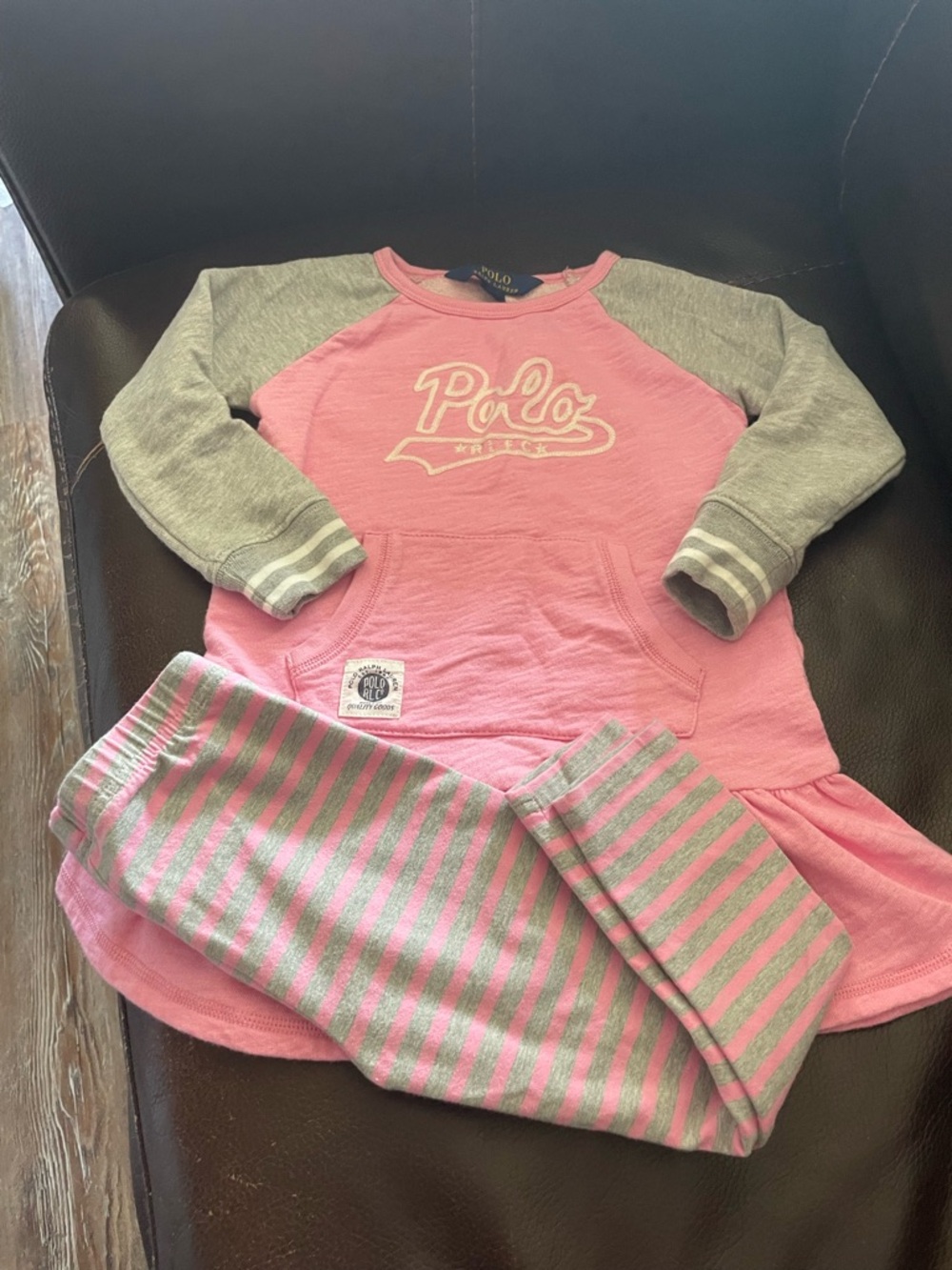 Polo by Ralph Lauren Pink and Gray Girls Matching Set